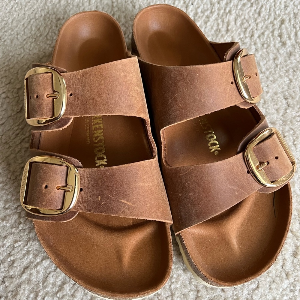 Birkenstock Arizona Big Buckle Oiled Leather Cognac, size 39